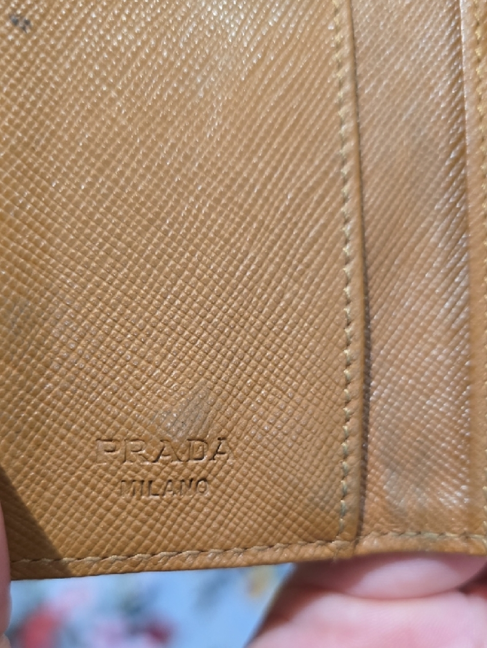 Prada Tan Triangular Logo Key And Card Case - Picture 7 of 11